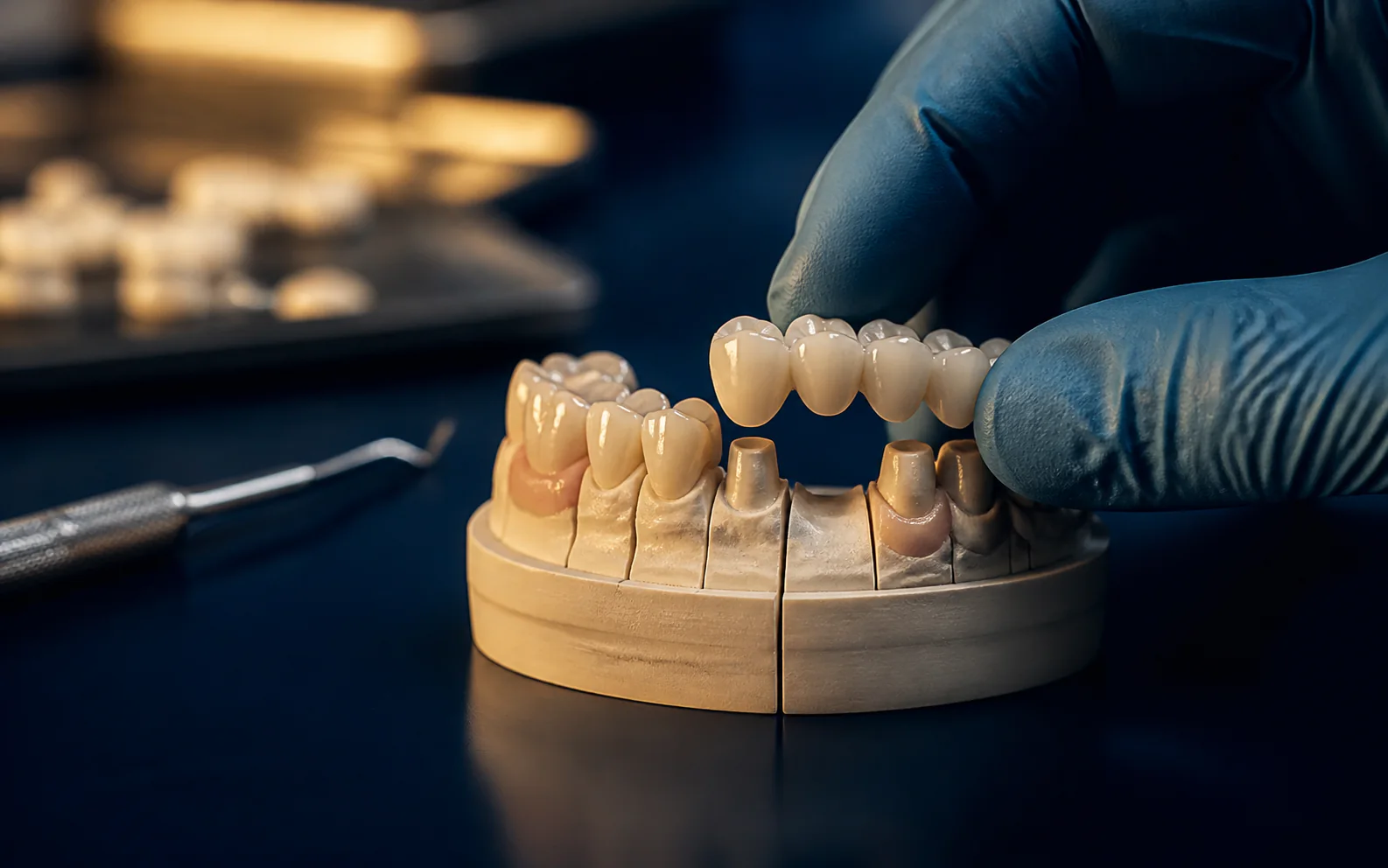 Ilustração editorial de próteses dentárias